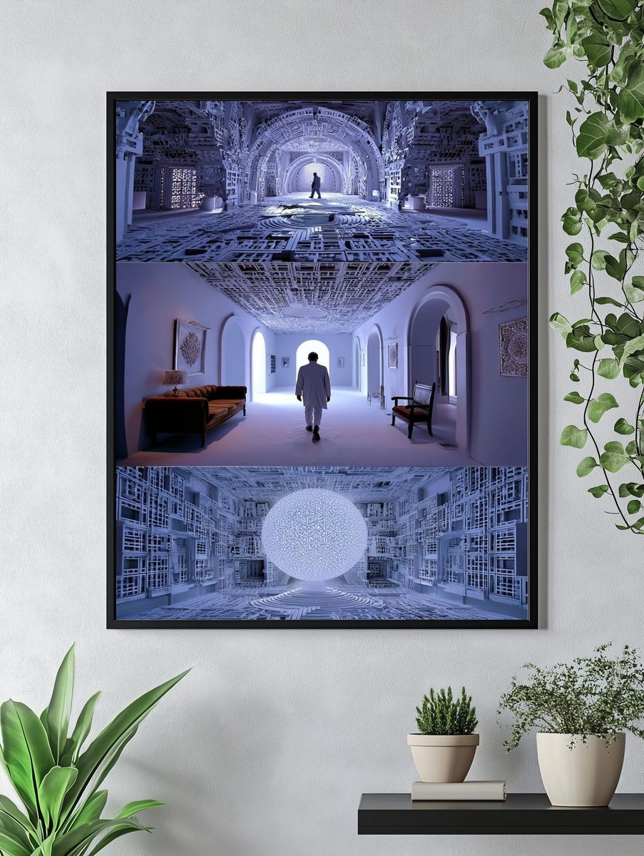 Futuristic White Corridor Print. — room view 4