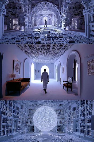 Futuristic White Corridor Print. poster