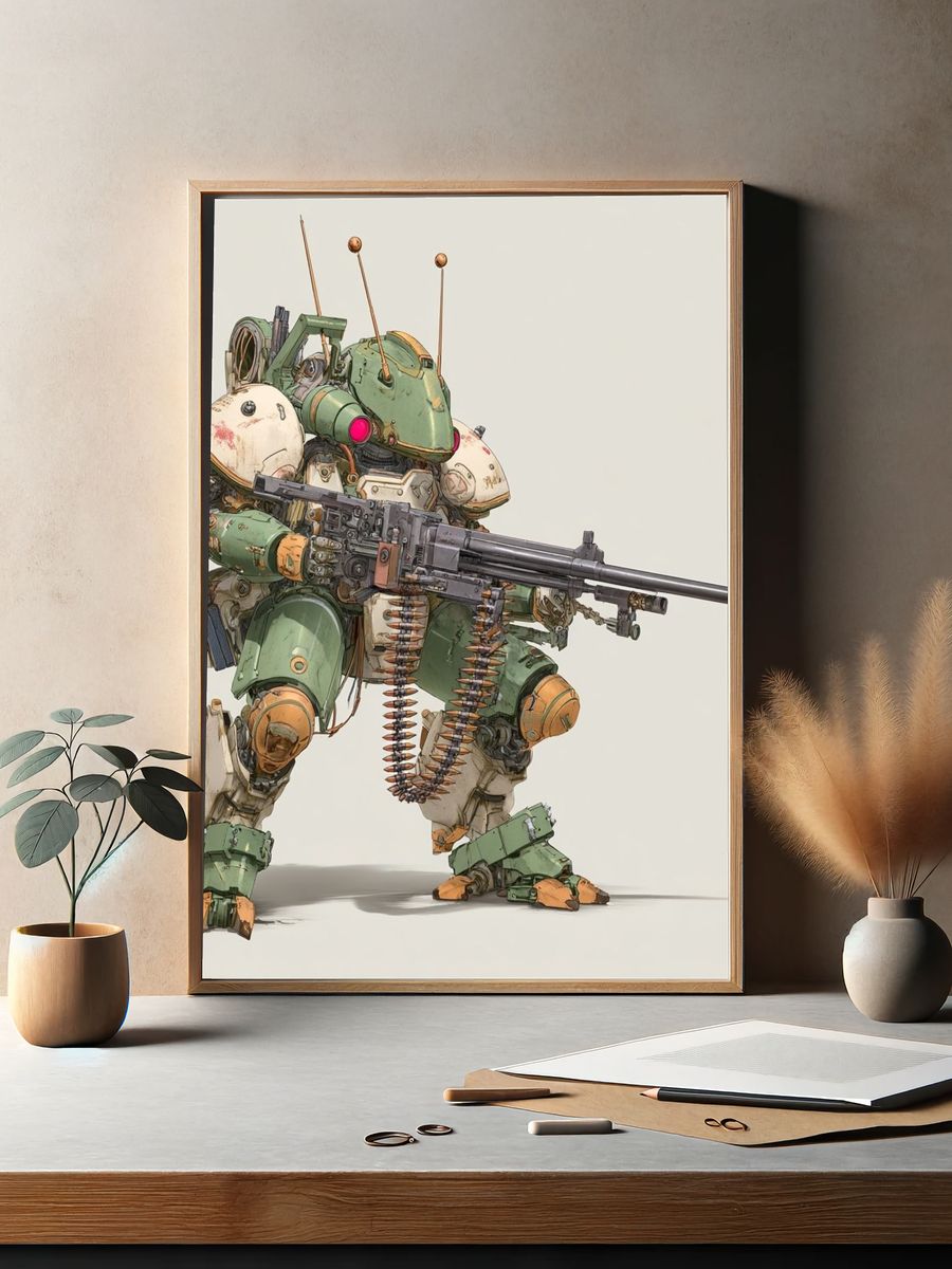 Armored Mech Warrior Illustration Poster. — room view 2