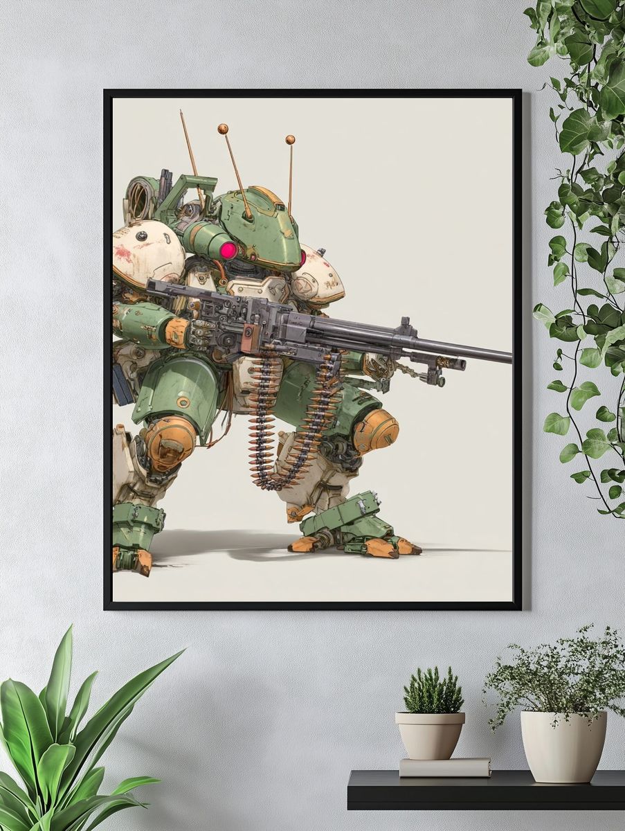 Armored Mech Warrior Illustration Poster. — room view 4