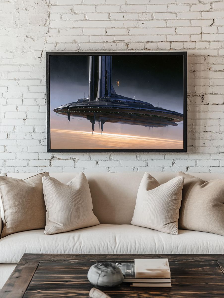 Futuristic Space Station Illustration Poster. — room view 1