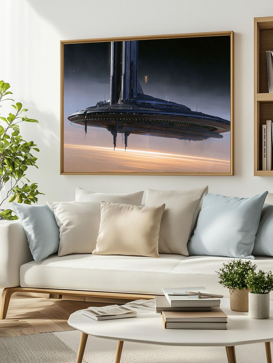 Futuristic Space Station Illustration Poster. — room view 2