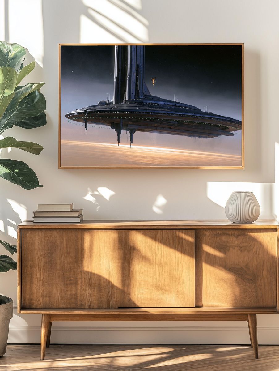 Futuristic Space Station Illustration Poster. — room view 3