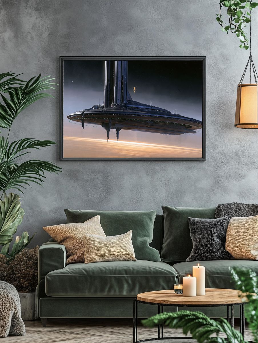 Futuristic Space Station Illustration Poster. — room view 4