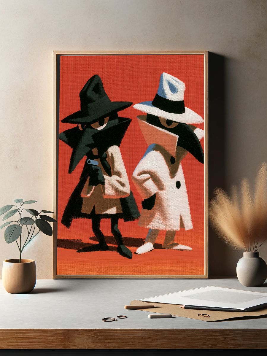 Trench Coat Detectives Illustration Poster. — room view 2