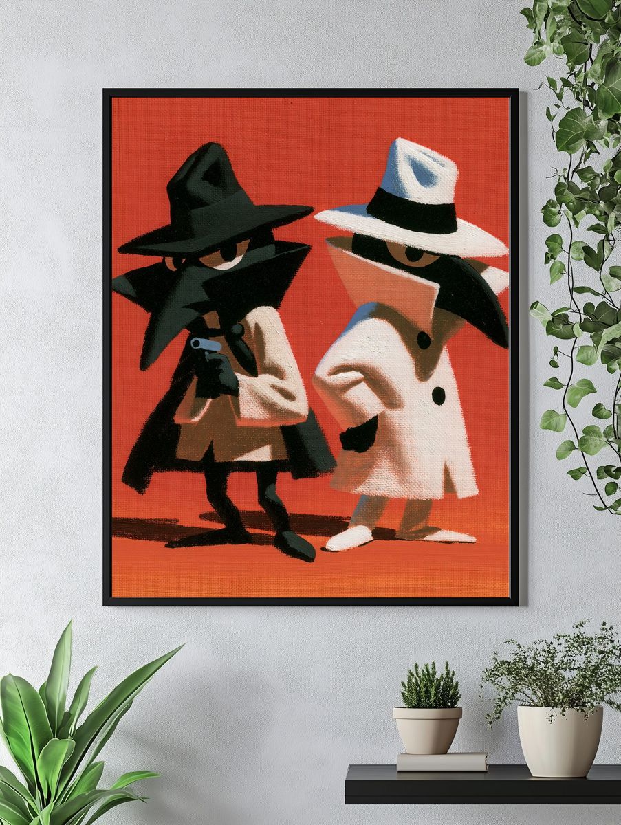 Trench Coat Detectives Illustration Poster. — room view 4