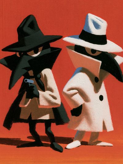 Trench Coat Detectives Illustration Poster. poster print