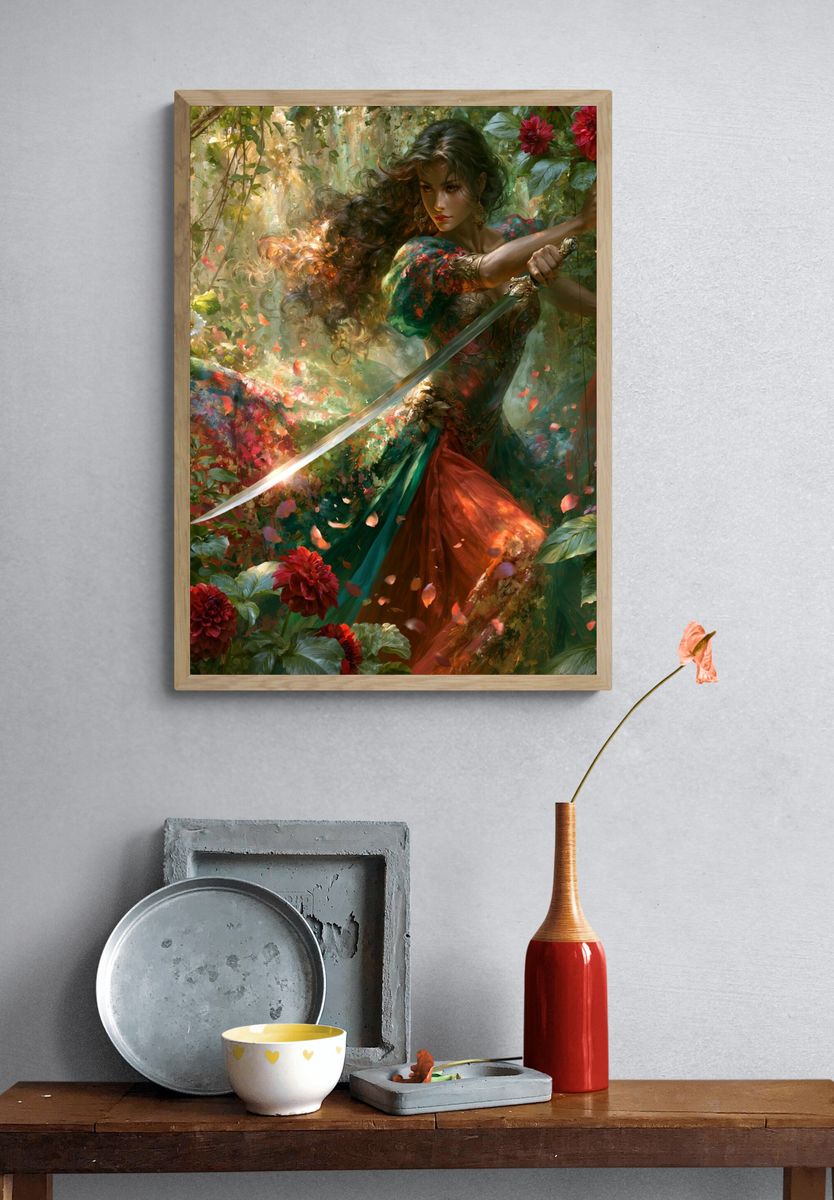 Floral Warrior Digital Art Print. — room view 3