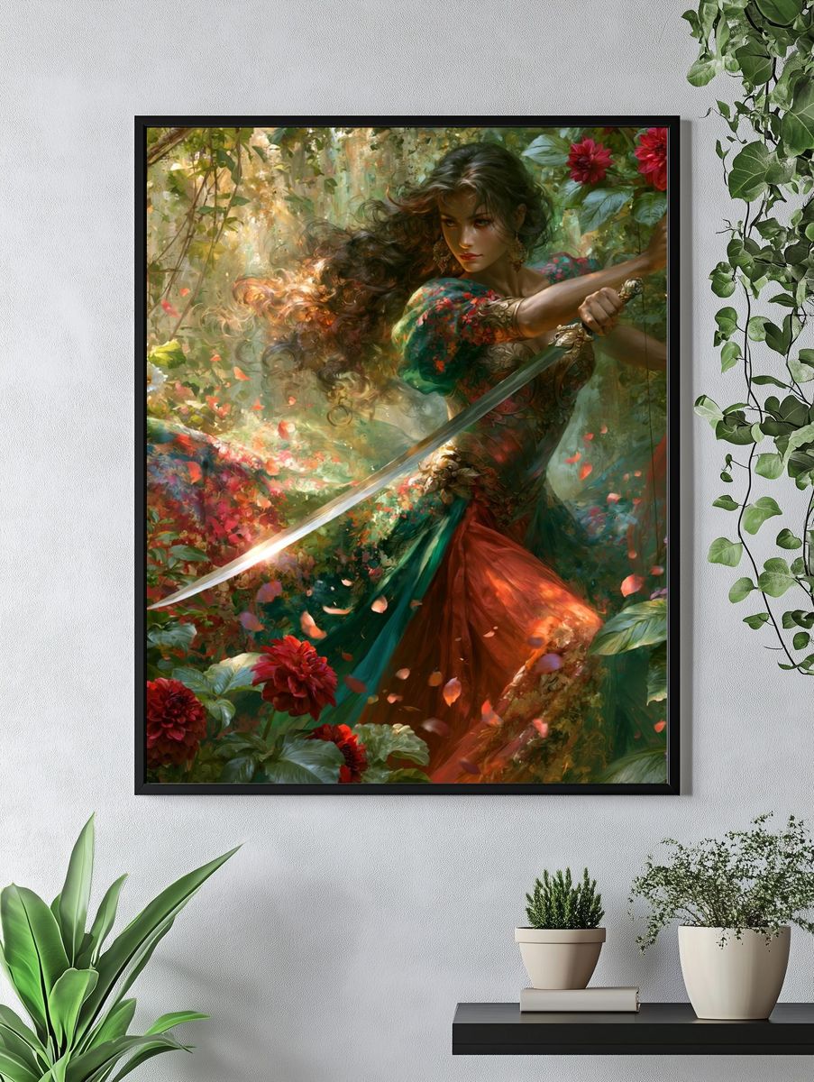 Floral Warrior Digital Art Print. — room view 4