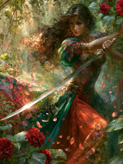 Floral Warrior Digital Art Print. poster print