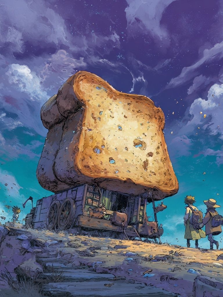 Surreal Toast Sky Illustration Print. poster — illustration art