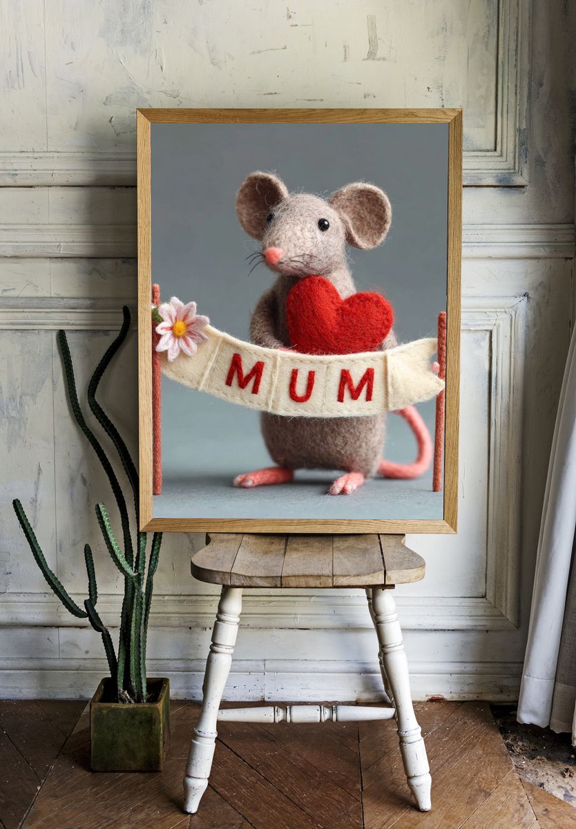 Mum Felt Mouse Illustration Poster. — room view 1