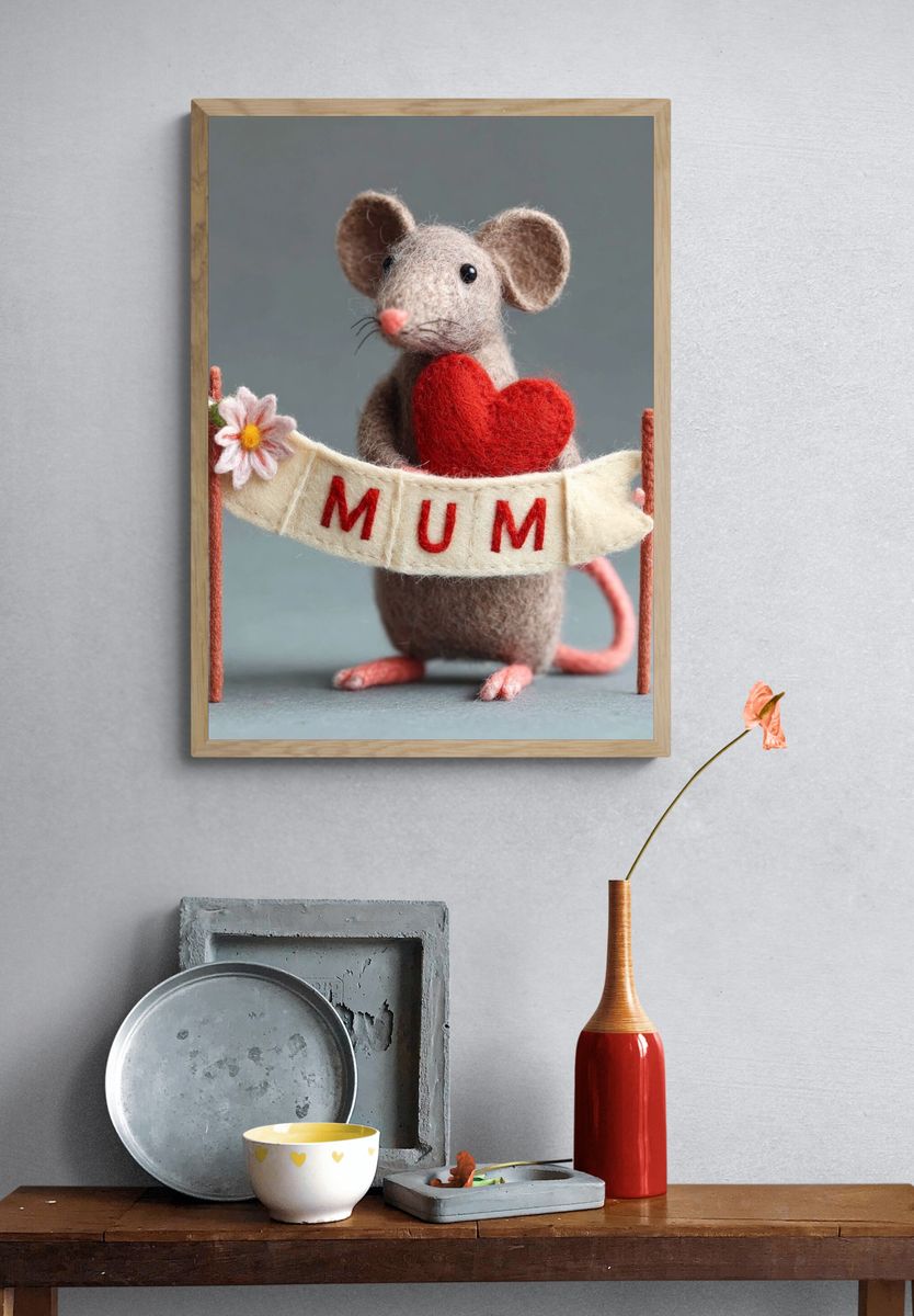 Mum Felt Mouse Illustration Poster. — room view 3