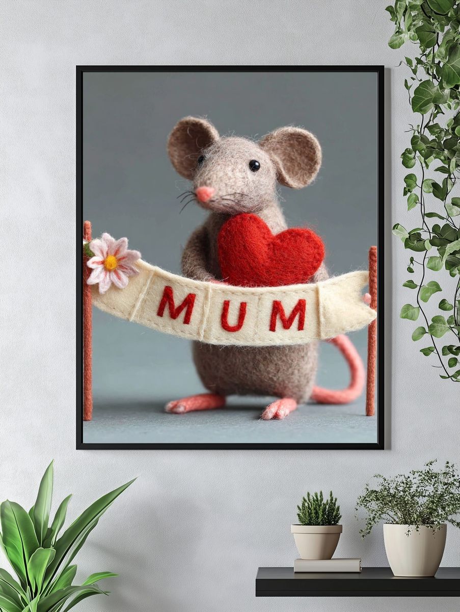 Mum Felt Mouse Illustration Poster. — room view 4