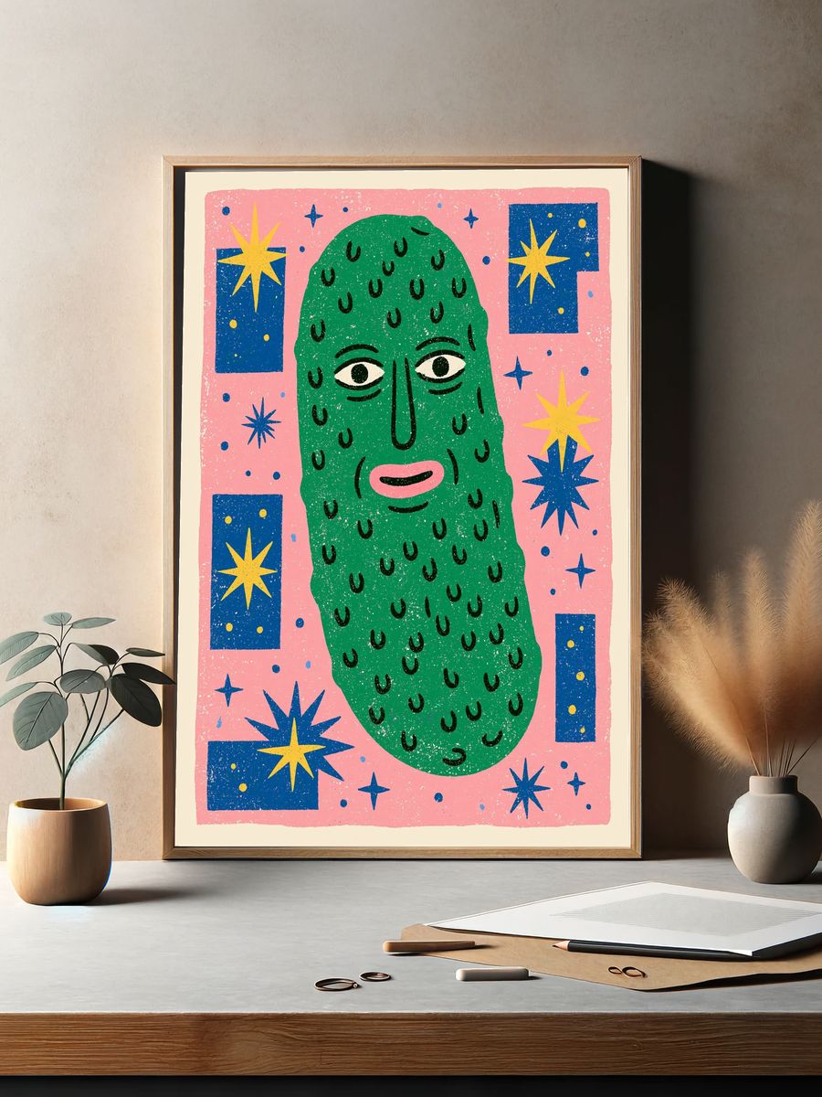 Green Face Pop-Art Poster. — room view 2