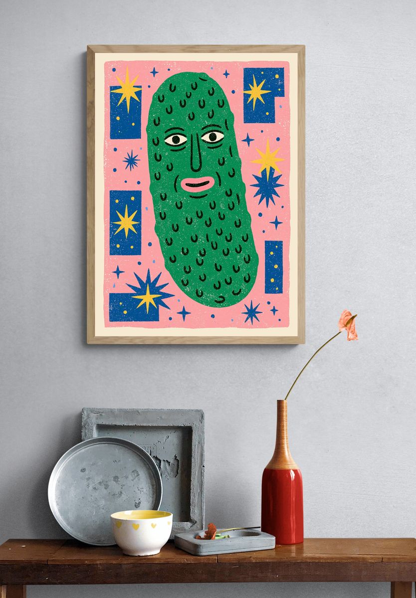 Green Face Pop-Art Poster. — room view 3