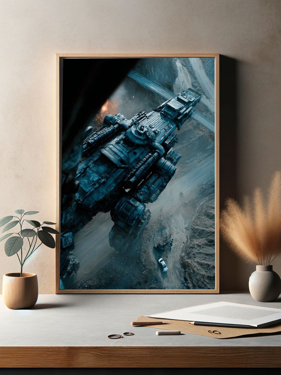 Giant Mech Over Desert Road Print. — room view 2