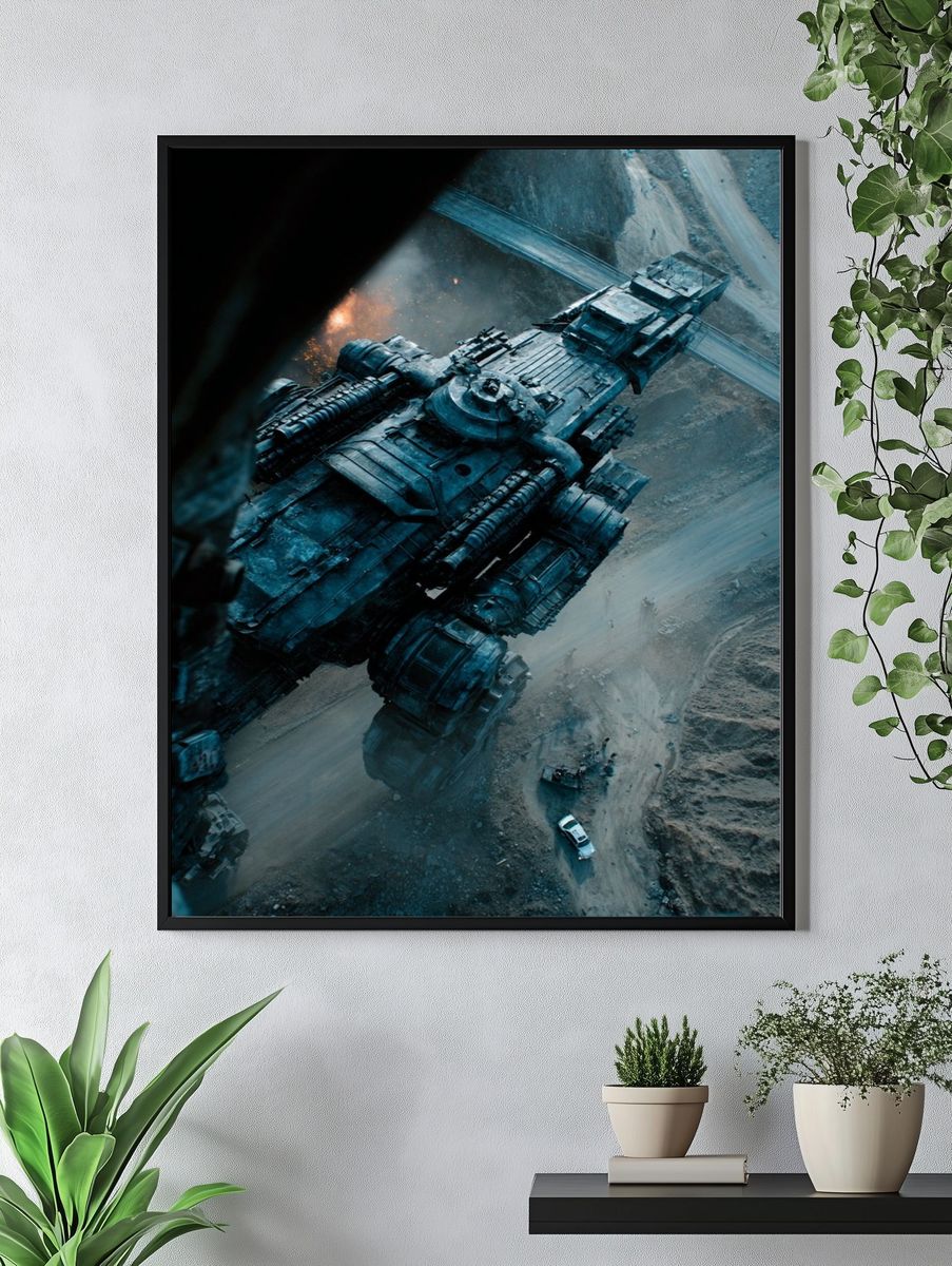 Giant Mech Over Desert Road Print. — room view 4