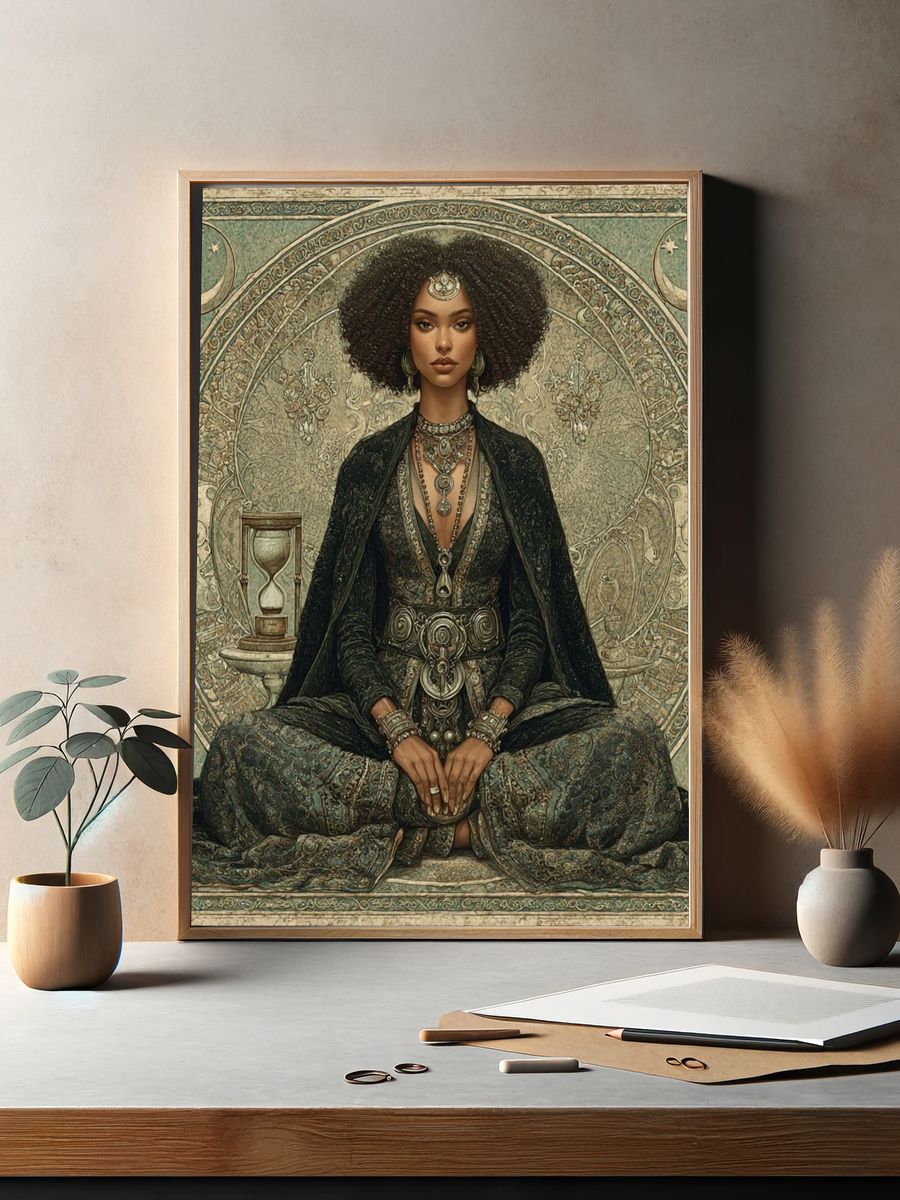 Mystic Seated Woman Art Nouveau Print. — room view 2