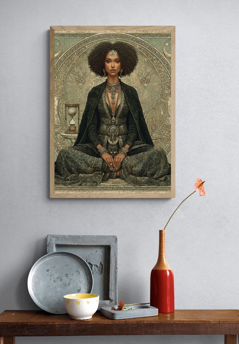 Mystic Seated Woman Art Nouveau Print. — room view 3