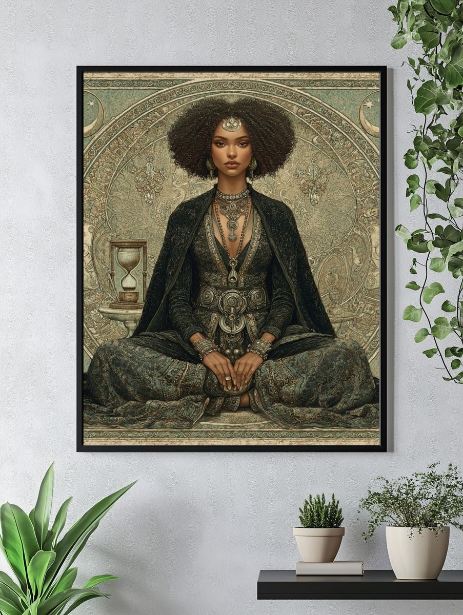 Mystic Seated Woman Art Nouveau Print. — room view 4