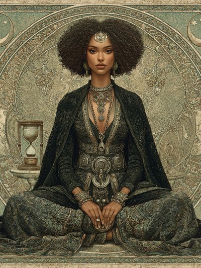 Mystic Seated Woman Art Nouveau Print. poster
