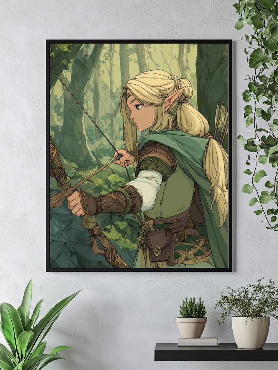 Elven Archer Forest Illustration Poster. — room view 4