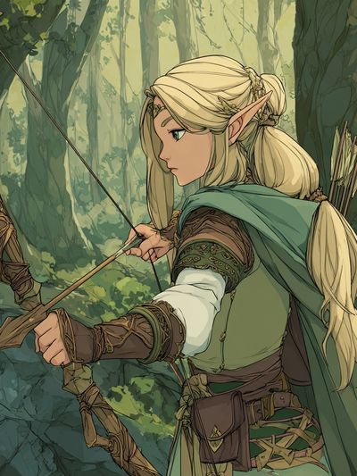 Elven Archer Forest Illustration Poster. poster print