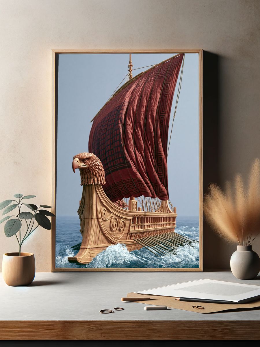 Mythic Eagle Ship — Illustration Print. — room view 2