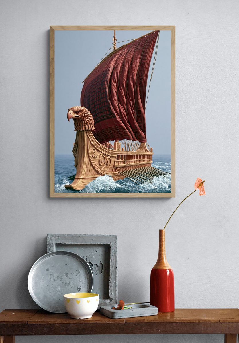 Mythic Eagle Ship — Illustration Print. — room view 3