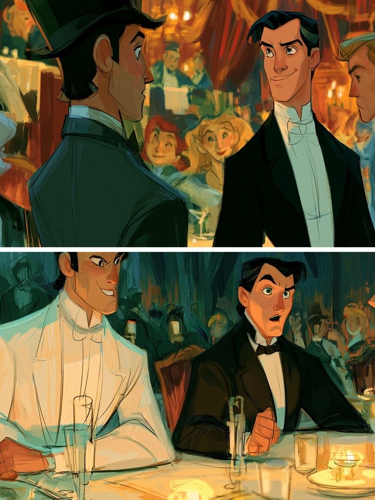 Elegant Dinner Scene Illustration Poster. poster — illustration art
