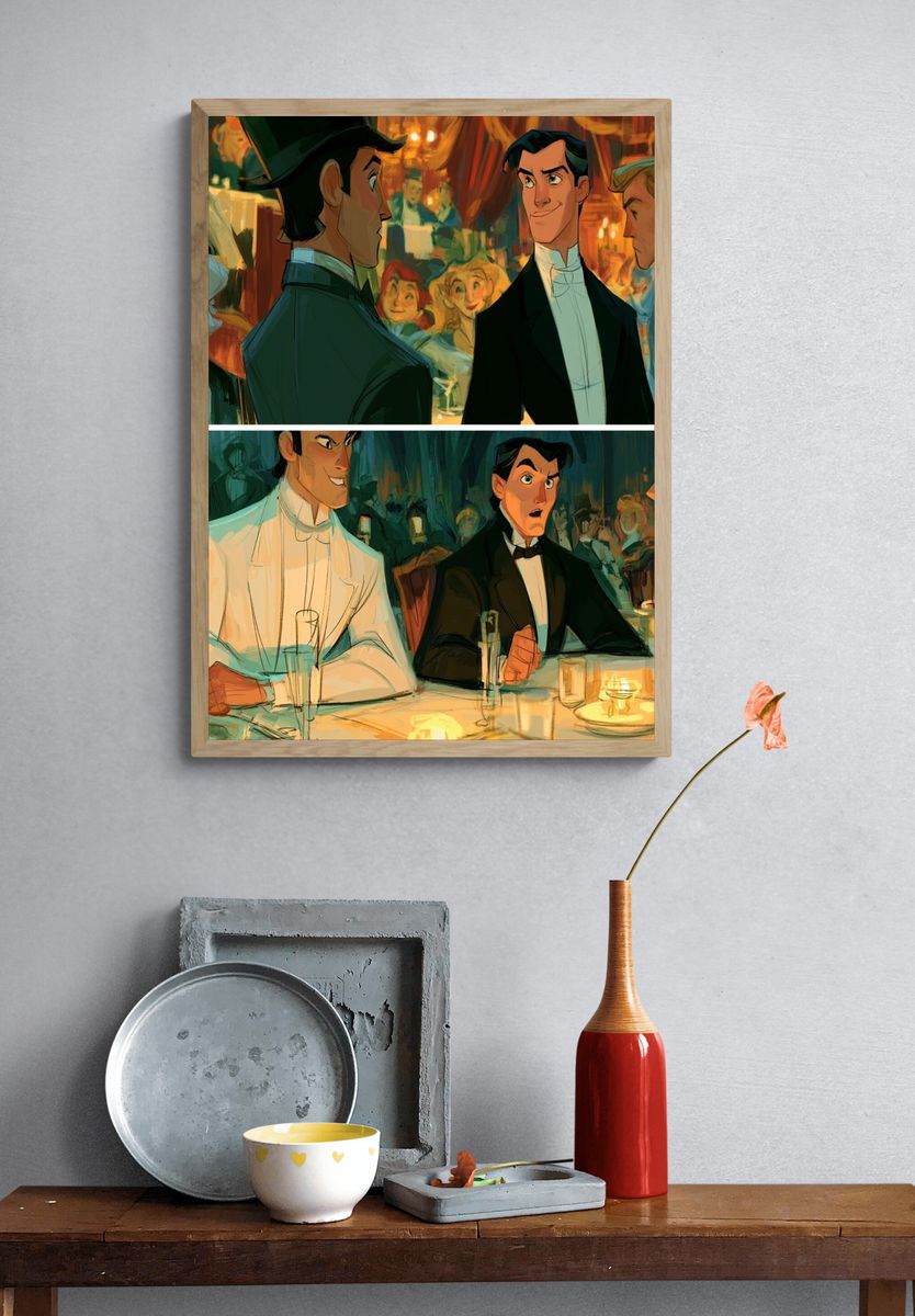 Elegant Dinner Scene Illustration Poster. — room view 3
