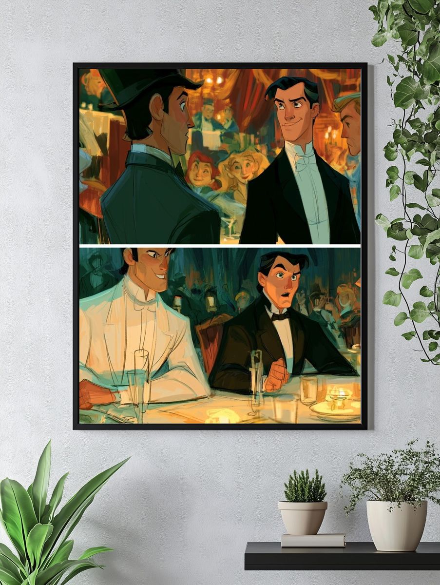 Elegant Dinner Scene Illustration Poster. — room view 4