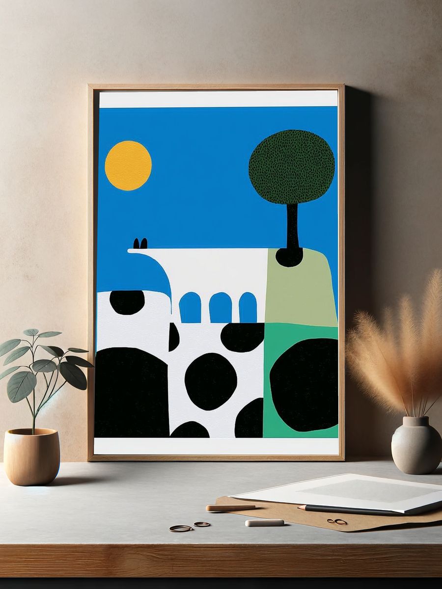 Cow and Tree Abstract Poster. — room view 2