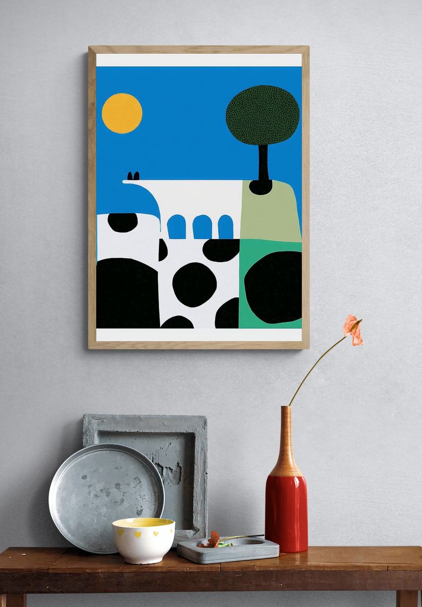 Cow and Tree Abstract Poster. — room view 3