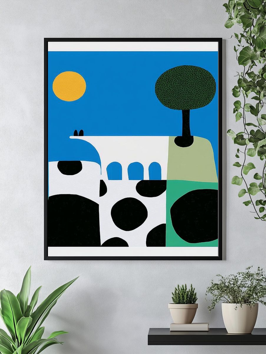 Cow and Tree Abstract Poster. — room view 4