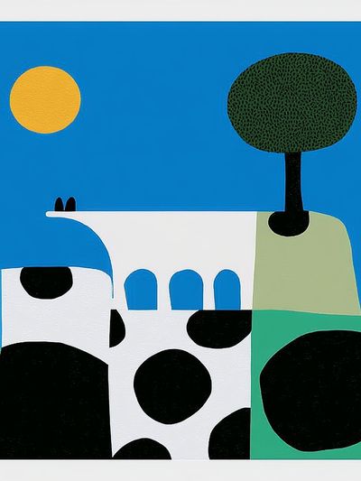 Cow and Tree Abstract Poster. poster print