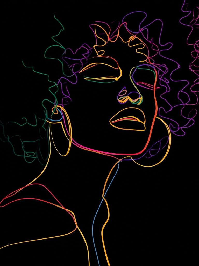 Neon Line Portrait Print. poster detail