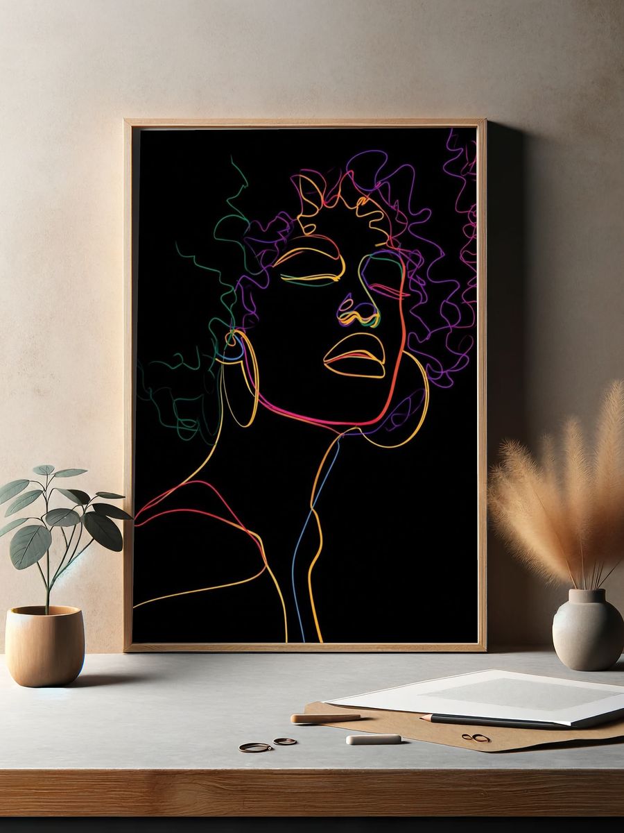 Neon Line Portrait Print. — room view 2