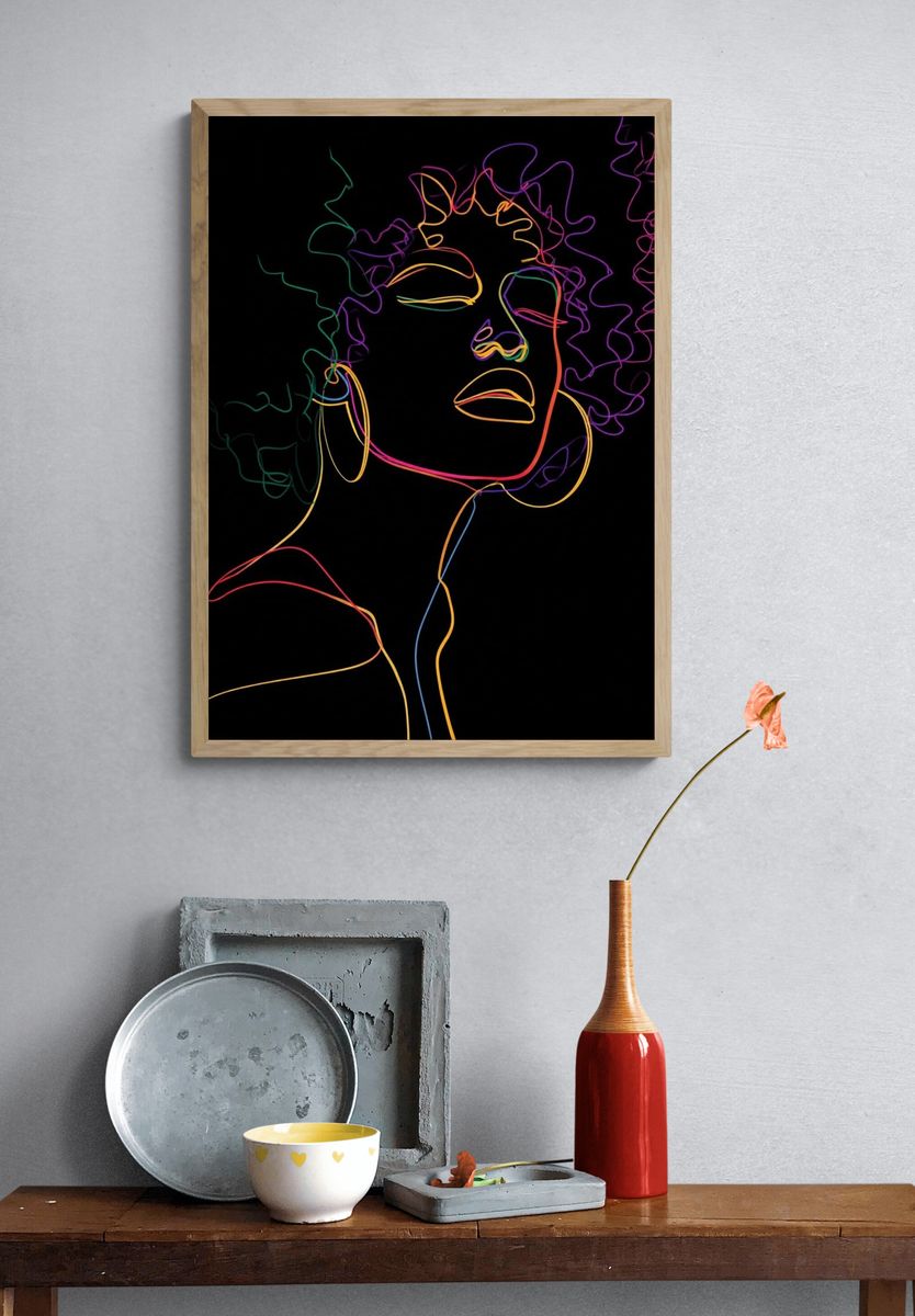 Neon Line Portrait Print. — room view 3