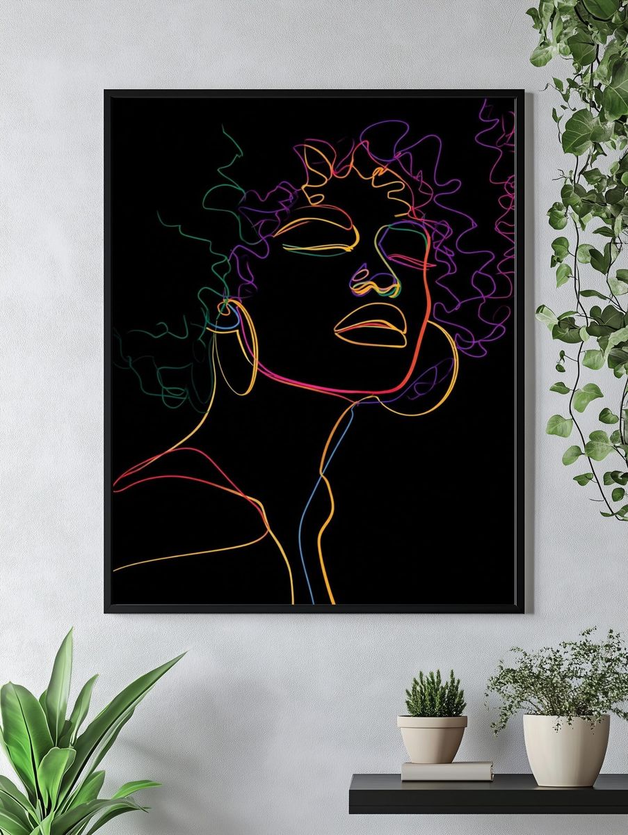 Neon Line Portrait Print. — room view 4
