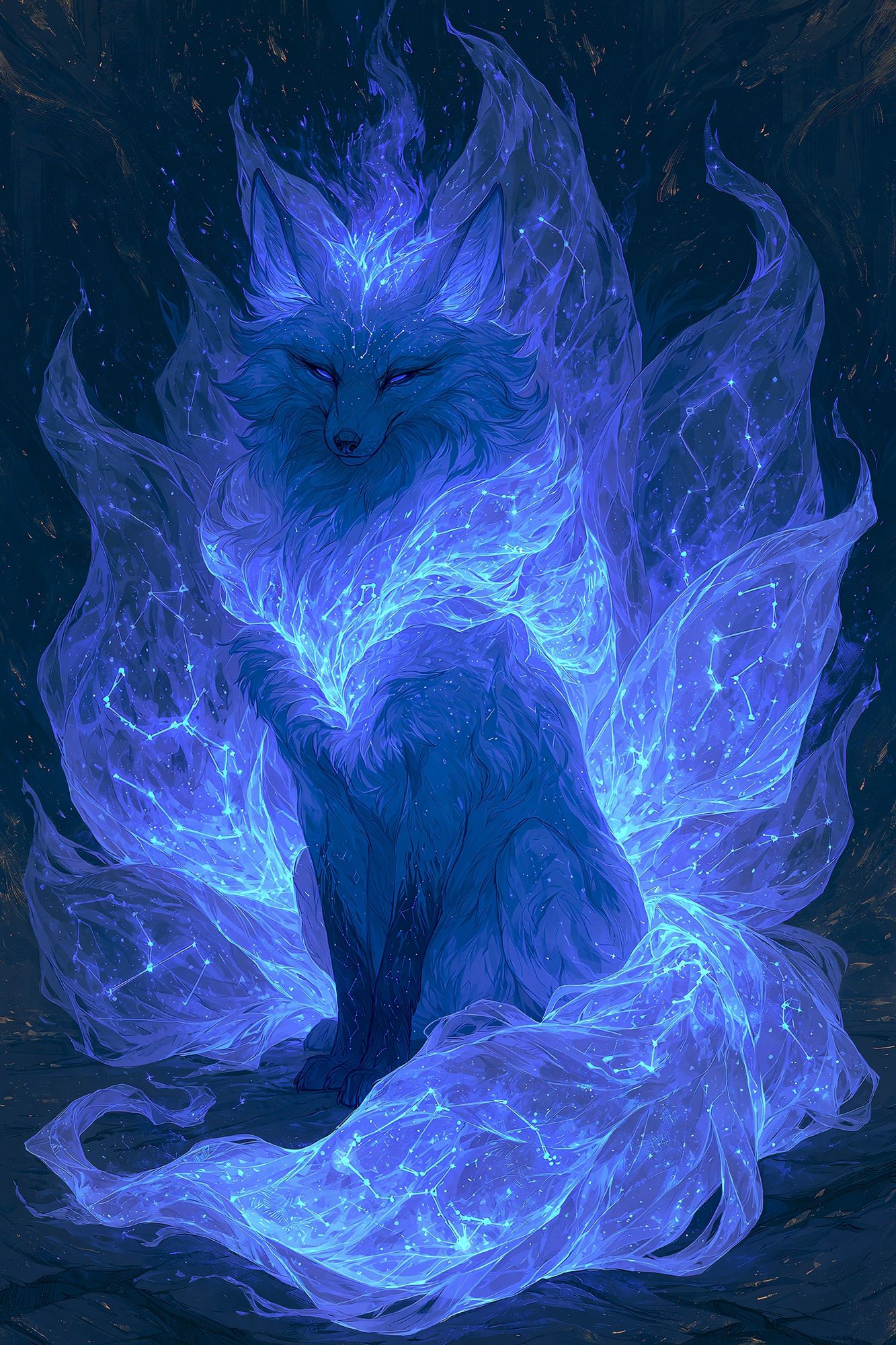 Celestial Fox Digital Art Poster. poster detail