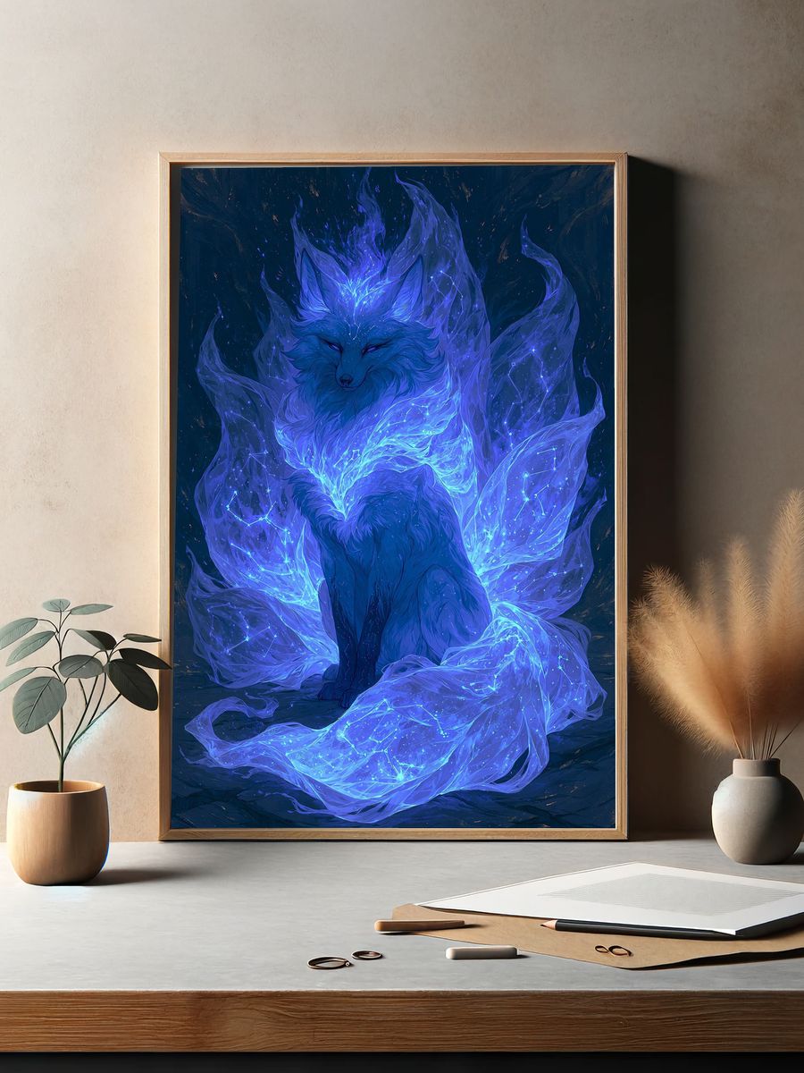 Celestial Fox Digital Art Poster. — room view 2