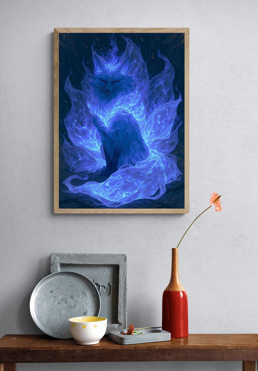 Celestial Fox Digital Art Poster. — room view 3