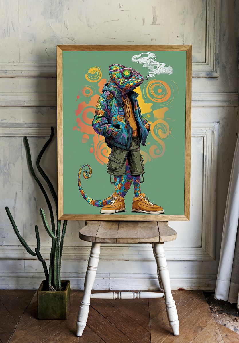 Chameleon Streetwear Illustration Poster. — room view 1
