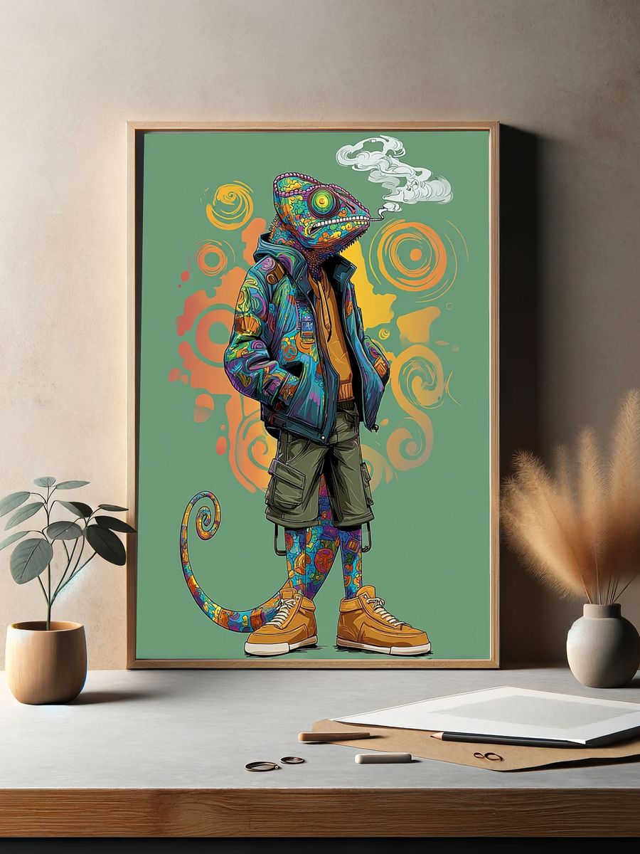 Chameleon Streetwear Illustration Poster. — room view 2