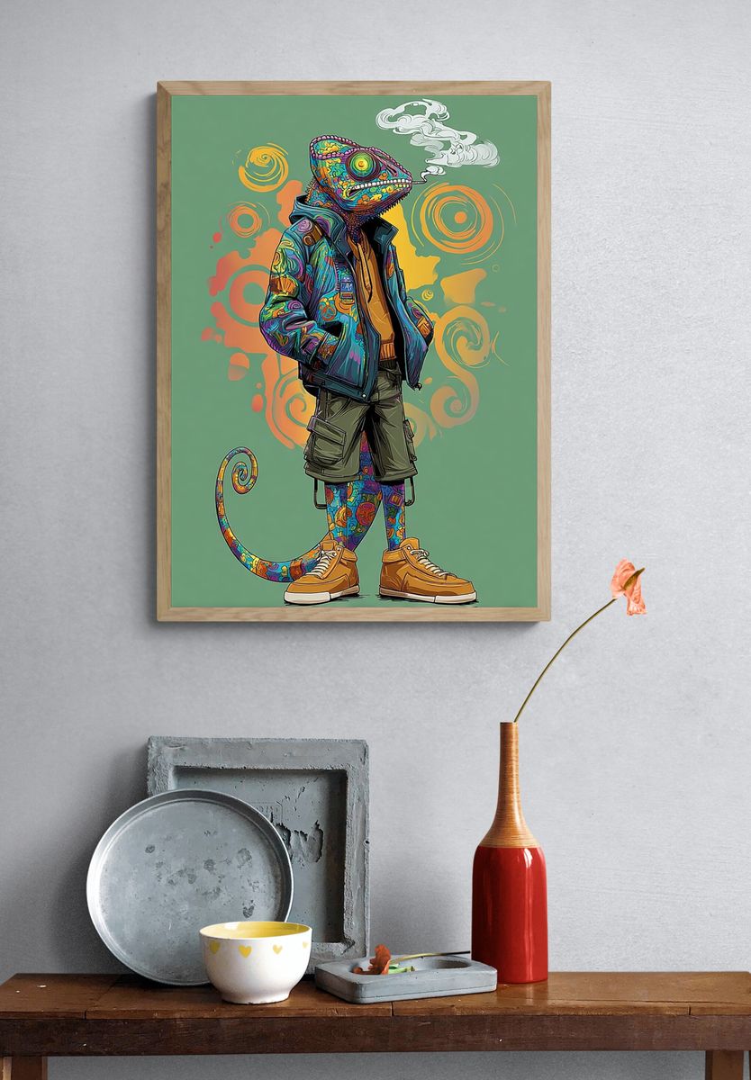 Chameleon Streetwear Illustration Poster. — room view 3