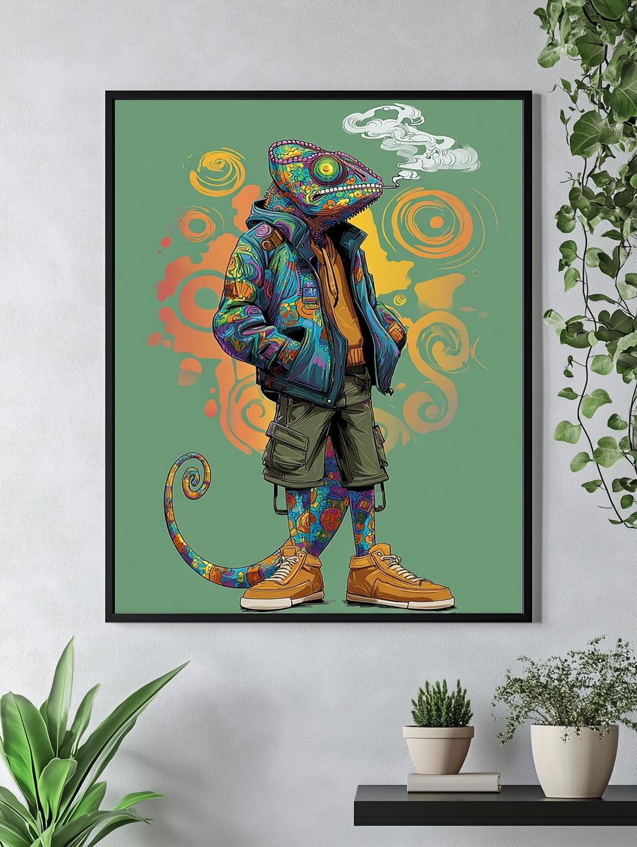 Chameleon Streetwear Illustration Poster. — room view 4