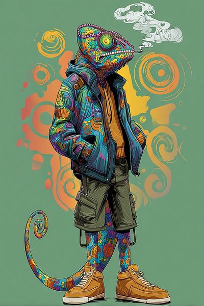 Chameleon Streetwear Illustration Poster. poster print