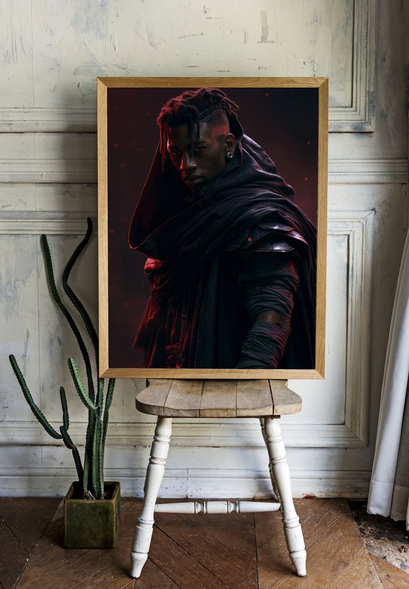 Dark Warrior Portrait Print. — room view 1